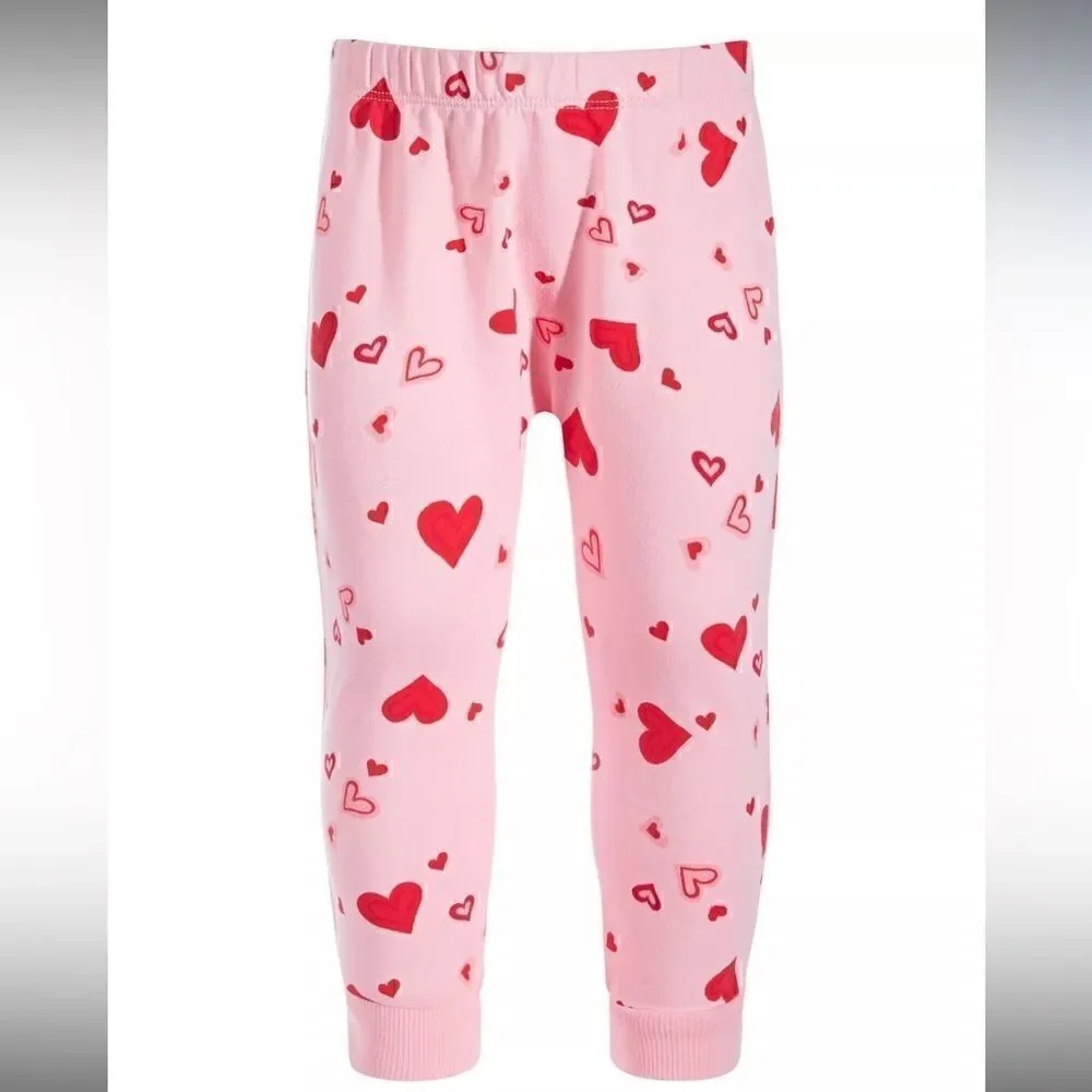 New First Impressions Baby Girls Floating Love Joggers,Pink, red 18-24M
